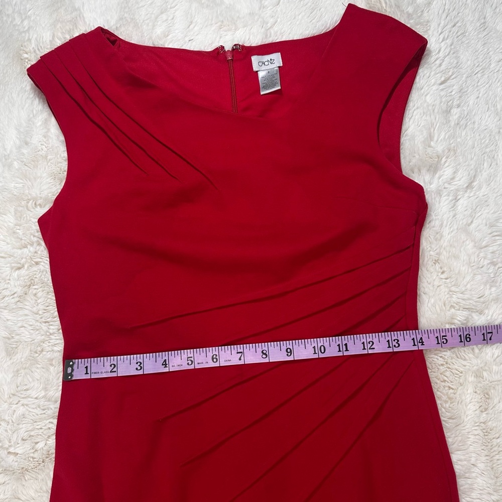 Cache Vintage Solid Red Asymmetrical Neckline Coc… - image 5